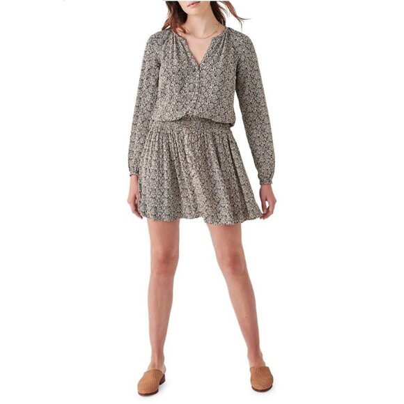 New‎ Faherty Montara Leaf Batik Long Sleeve split-neck Dress Size - Picture 3 of 13